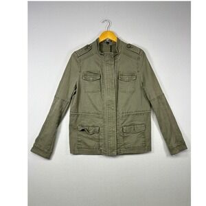 Military Utility Express Women Size M Olive Green Cargo‎ Field Jacket Epaulettes